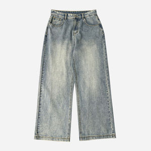 กางเกงยีนส์ขาบานสำหรับผู้ชายกางเกงยีนส์ขาบานสีฟ้าอ่อนกางเกงยีนส์ทรงหลวมสำหรับผู้ชายกางเกงยีนส์ผู้ชายทรงหลวม - Product Image 1