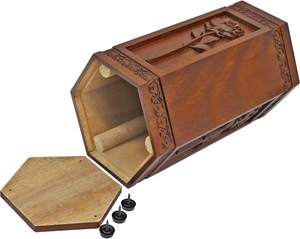 Urna de epoxi azul de lujo de estilo europeo, caja de urna de cremación y entierro de metal y madera para restos humanos de adultos - Product Image 5