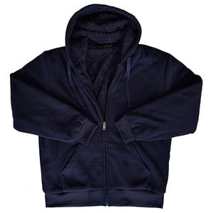 Custom Logo Regular Size Long Sleeve Zipper Up Men's <b>Sherpa</b> Lined <b>Hoodie</b> Solid Pattern Fashionable <b>Hoodies</b> For Male - Product Image 1