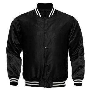 Blouson aviateur vintage pour hommes en satin noir rouge léger coupe personnalisée avec col côtelé Veste pour hommes - Product Image 3
