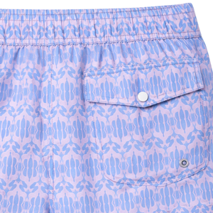 Shorts de Baño Reciclados para Hombre, Color Azul Claro, Diseño Abstracto, Secado Rápido, con Cintura Elástica, Cordón y Bolsillos - Product Image 4