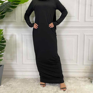 Abaya musulmane traditionnelle à prix réduit, la plus vendue, coupe modeste droite, très extensible, maxi, manches longues, ourlet évasé, haute qualité - Product Image 2