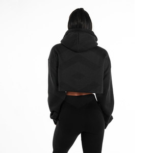 Quick-Dry Women's Crop <b>Top</b> Hoodies with Long Sleeves Cotton Polyester Knitted Streetwear for <b>Winter</b> Hooded Collar - Product Image 2