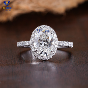 Anillo de oro blanco con diamantes de corte ovalado y redondo TDW 3.028 de Lab-Stone / Moonshine Sparkling Ring/color de la EF-VS - Product Image 1