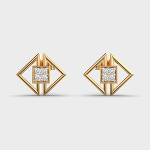 Pendientes de Diamantes Cultivados en Laboratorio con Certificación IGI, Diseño Geométrico Cuadrado, Oro Amarillo/Blanco/Rosa de 9K, Pendientes Modernos de Diseñador - Product Image 6