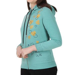 Sudadera con capucha y cremallera frontal completa estampada para mujer, personalizable, de algodón de alto gramaje, tejido transpirable de secado rápido, estilo urbano OEM para invierno - Product Image 4
