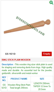 GS 921D <b>Ring</b> Stick <b>Plain</b> Wooden Jewelry Tools for Jewellery Gauging - Product Image 2