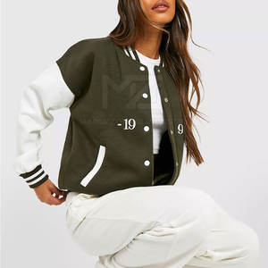 Chaqueta Letterman de Otoño Invierno para Mujer, de Algodón Tejido, Hecha a Medida, de Alta Calidad, Secado Rápido y Transpirable - Product Image 1