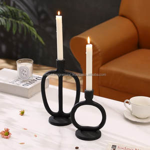 Set 2 Elegant Vintage Farmhouse Style Black <b>Tall</b> Taper Metal Candle Holders for Valentine's Day <b>Table</b> Decor Candlestick Display - Product Image 5