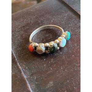 Zuni Handmade <b>Boho</b> Sterling <b>Silver</b> <b>Ring</b> Multi- Natural Stone Set IGI Certified Gemstone Jewelry Size 6 for Everyday Wear Gifts - Product Image 1