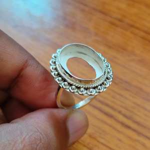 Plata de Ley 925 auténtica, 8x10mm, ajuste de bisel, diseño de cuentas, anillo de compromiso de montaje semi, chapado en oro de 14K, hecho a mano, personalizado para mujer - Product Image 5