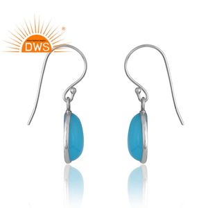 Dernière vente en argent Sterling 925 naturel Aqua calcédoine pierre précieuse boucle d'oreille bijoux personnalisés pour les femmes cadeau pour elle - Product Image 4