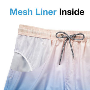 Shorts de Playa Casuales de Verano para Hombre, 100% Poliéster, Cintura Elástica, Color Sólido, Cordón Ajustable, Tela de Malla para Natación y Running - Product Image 4