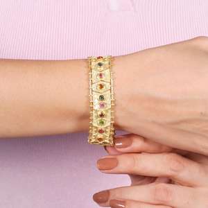 Nueva Pulsera de Plata de Ley Única con Baño de Oro y Cuentas de Turmalina para Mujer, Ideal para Fiestas y Eventos - Product Image 3