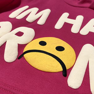 Sweat-shirt à capuche personnalisé avec impression 3D en relief, couleur rose, pull d'hiver avec logo en relief, sweat-shirt en molleton de coton vierge pour homme - Product Image 5