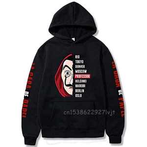 Money Heist La Casa de papel เสื้อมีฮู้ดลายกราฟิกสำหรับผู้ชายสีต่างกันเสื้อฮู้ดกระเป๋าจิงโจ้แฟชั่นสตรีท - Product Image 3