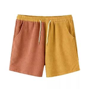 ชุดเสื้อผ้ากางเกงผ้าลูกฟูกของผู้ชาย,ชุดกางเกงขาสั้นของผู้ชายแบบ2ชิ้นแนวลำลองบล็อกสีพิมพ์โลโก้ได้ตามต้องการสำหรับฤดูร้อน - Product Image 4