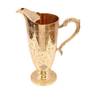 Indian Art Villa 1600 ML Pure Brass Kalamkari Jug Pitcher with Designer Handle for Gifts Elegant Handcrafted Indian <b>Cup</b> - Product Image 2