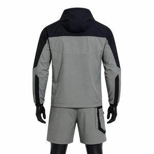 Conjunto de Sudadera con Capucha y Pantalones Cortos Cortavientos para Hombre, Ropa Deportiva Táctica Ligera - Product Image 2