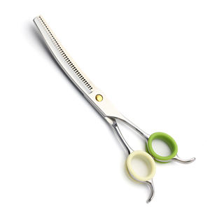 Ciseaux en acier inoxydable 440C durables de 7 pouces usage quotidien flexion vers le bas incurvé moelleux aplati pour le toilettage des animaux de compagnie ANAAIF - Product Image 2