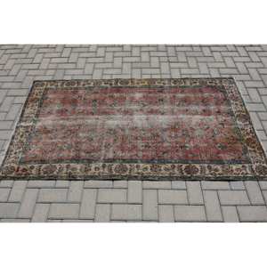 Alfombra de lana hecha a mano clásica roja y azul de 3,5x6,6 pies, alfombras rectangulares turcas de área grande, látex abstracto de 10mm de espesor para uso en el pasillo - Product Image 3