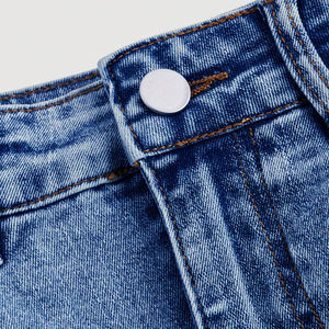 2026 Low MOQ High Quality <b>Women's</b> Empire Waist Denim Cargo Mini <b>Skirt</b> <b>Navy</b> Blue Breathable Casual Pleated Design Eco-Friendly - Product Image 4