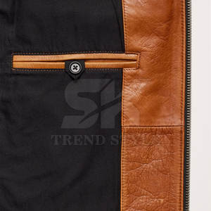 Chaqueta de Cuero para Hombre, Estilo Motero, de Cuero Premium Resistente, Estilo Casual Urbano, Chaqueta de Cuero Clásica de un Solo Color para Hombre - Product Image 4