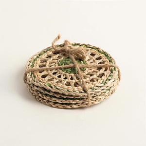 Posavasos de Pasto Marino Tejidos a Mano con Diseño Tribal Colorido, Estilo Étnico Boho, para Tazas de Café, Teteras y Decoración del Hogar, Tamaño Personalizado para Comedor - Product Image 5