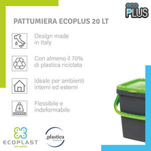 Seau de rangement en plastique recyclé Ecoplast 20L, rectangulaire, avec couvercles multicolores (jaune/vert/bleu), utilisation intérieure/extérieure, fabriqué en Italie - Product Image 4