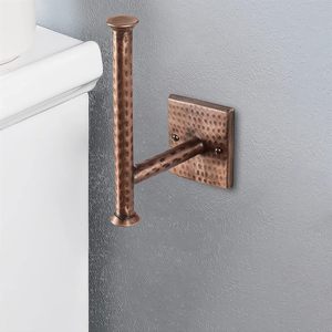 Soporte de papel higiénico de cobre antiguo, hardware de baño de Metal martillado a mano, dispensa y almacena resistente para hoteles y talleres - Product Image 5
