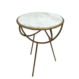 Mesa de centro de metal, mesa de centro de metal chapada en oro, tapa de mármol y tapa de madera - Product Image 1