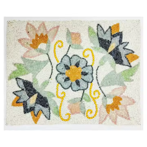 Exquisito Mantel Individual con cuentas rectangulares, Mantel Individual bordado de 14x16, protege tu mesa de comedor del daño por calor, Mantel Individual con cuentas para mesa - Product Image 3