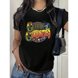 Camiseta de ocio para mujer para Primavera/Verano Top estampado estándar de un color hecho en China - Product Image 1