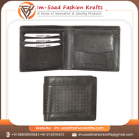 Dompet Pria Mewah Premium Kulit Asli Tahan Air dengan Lapisan Katun, Penutup Terbuka, Bordir, dan Hiasan Rantai