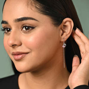NOVAMART Fine Premium 925 Sterling Silver Sui Dhaga Threader Earrings Buy Crystal Jewelry Wholesale Export - Product Image 3