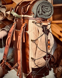 Leather Canvas Luxury <b>Backpack</b> Durable Vintage Travel School <b>Laptop</b> Large Capacity Lightweight OEM LCBP-0031 - Product Image 2