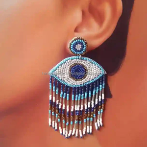 Handmade Colorful Seed <b>Beads</b> Tassel Earrings Long Bohemian <b>Fringe</b> Drop Jewelry For Women's Fashion - Product Image 2