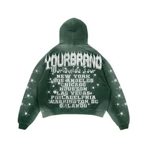 Ensemble de survêtement d'hiver pour homme de qualité supérieure, respirant, avec logo personnalisé, 100% coton, effet délavé, comprenant un sweat à capuche vintage et un pantalon de jogging - Product Image 5