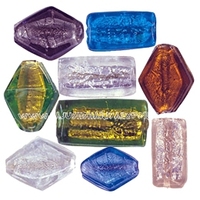 Assortiment de perles de verre en feuille d'argent de couleurs rouge avec perles de verre Murano Lampwork Strands Mixed Shapes Sizes & Multicolor