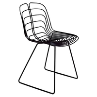 Ensemble table de salle à manger et chaises Bertoia en fil métallique, style vintage moderne, avec structure en fer et design contemporain