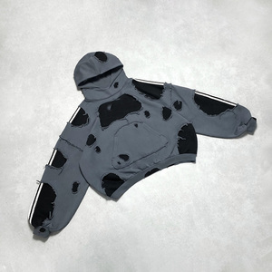 Sweat à capuche avec poches contrastées personnalisé Double bloc de couleur 3D patchwork à l'aiguille brodé Applique Sweats à capuche pour hommes - Product Image 1