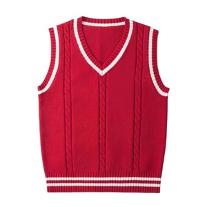 Pull sans manches unisexe à col en V, 100% coton, couleur unie, nouveau uniforme scolaire, tricot, polaire personnalisé - Product Image 3