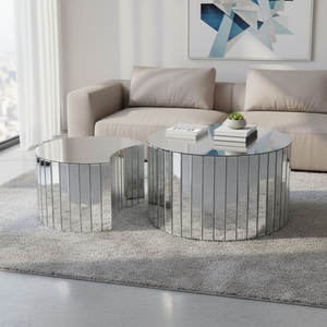 Mesa de Centro Moderna Convertible de Metal Plateado, Ecológica y de Lujo, con Altura Ajustable, Tamaño Pequeño, para Muebles de Sala de Estar - Product Image 3