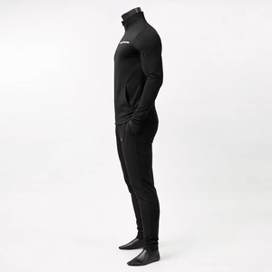 Unisex Black Windproof 2 in 1 Tracksuit Full Sleeve Zipper Sporty Casual Jogging Set Quick Dry Polyester Autumn Wear Solid Color - Product Image 4