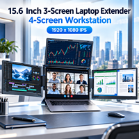 Moniteur portable triple 15,6 pouces, extension d'écran d'ordinateur portable, 1920x1080 IPS Type-C, station de travail à 4 écrans