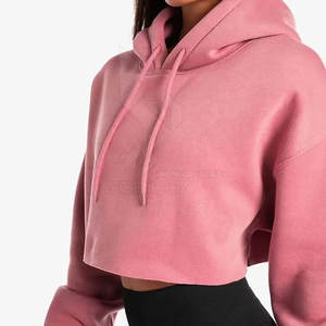 Hoodie Crop Top Multicolore de Haute Qualité pour Femme, Personnalisé, Streetwear Hiver, Logo Frontal, Col à Capuche Respirant, Tricoté 320g - Product Image 4
