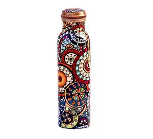 Custom Design Prints 100% Pure <b>Copper</b> <b>Water</b> <b>Bottle</b> with Lid for Ayurveda Health Benefit Joint Free Leak Proof <b>Bottles</b> Metal - Product Image 1