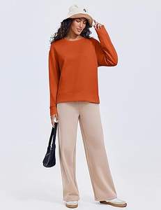 Sweat-shirt à col rond pour femme, manches longues, léger, pull-over, yoga, décontracté - Product Image 4