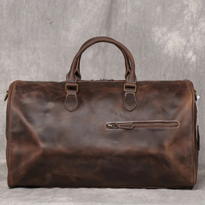 Genuine Leather Weekender <b>Duffel</b> <b>Bag</b> with Zipper Closure Foldable & Portable Large Capacity Waterproof Vintage Style for Travel - Product Image 6