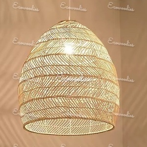 Pantalla de ratán de mimbre hecha a mano Natural clásica, luz colgante de techo decorativa de madera para dormitorio, restaurante, muebles para el hogar - Product Image 4